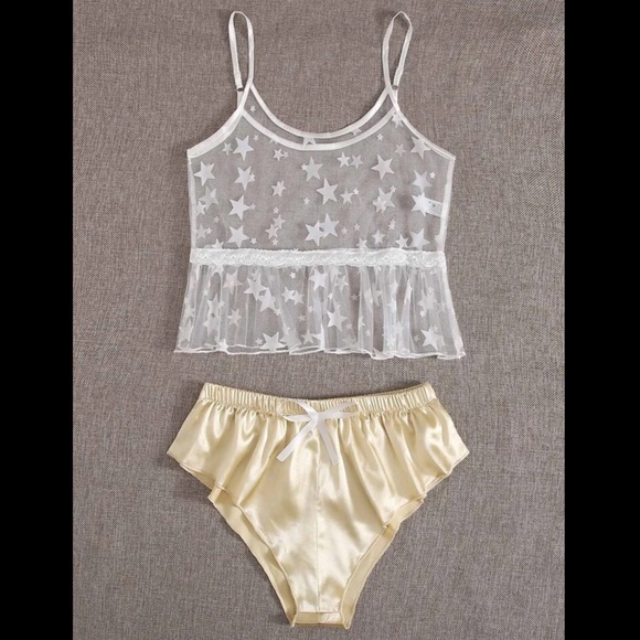 Star, Mesh, Lace & Satin, Lingerie Set - Picture 3 of 5